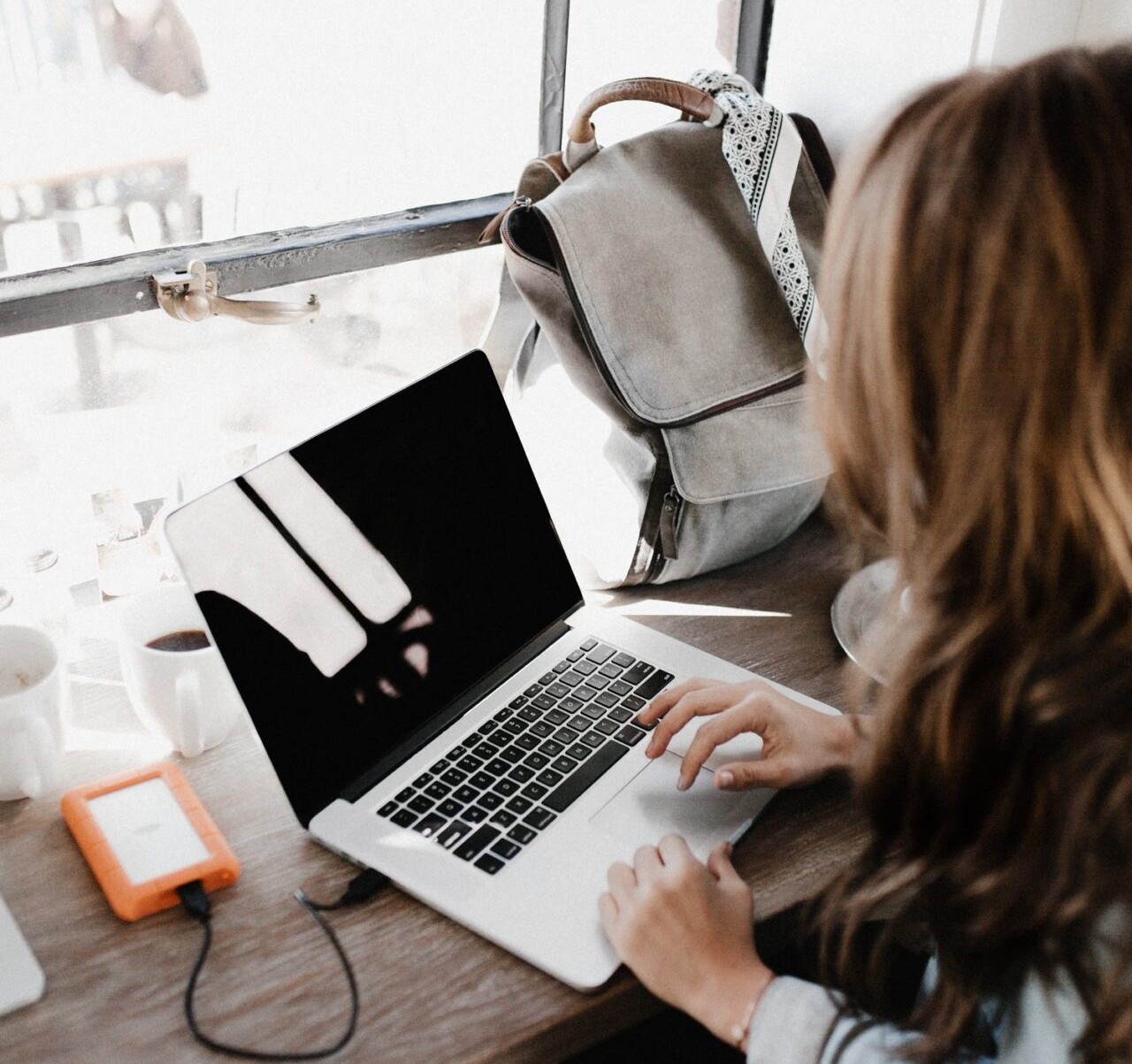 Girl making a research