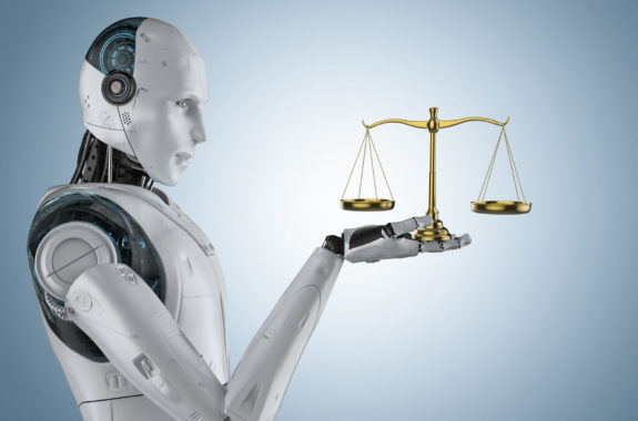 Robot holding a scale