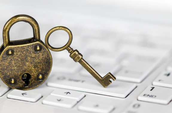 key, lock and computer