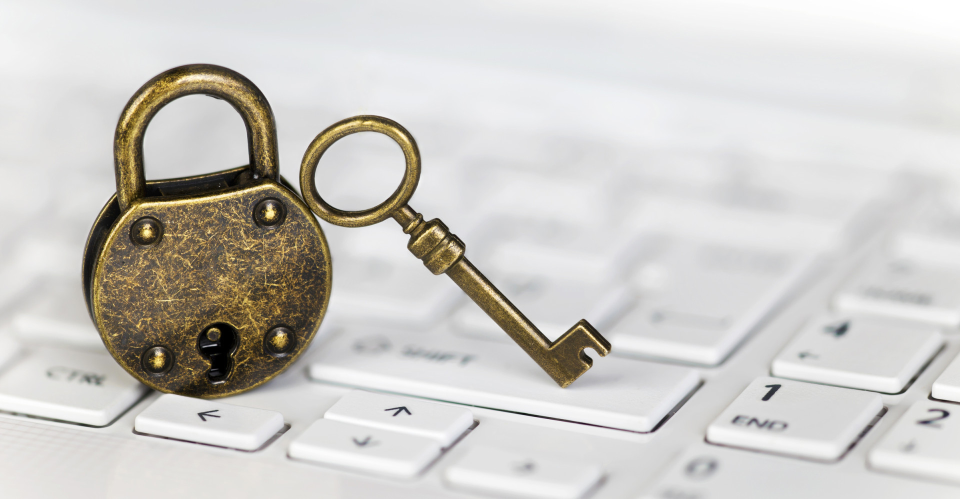key, lock and computer